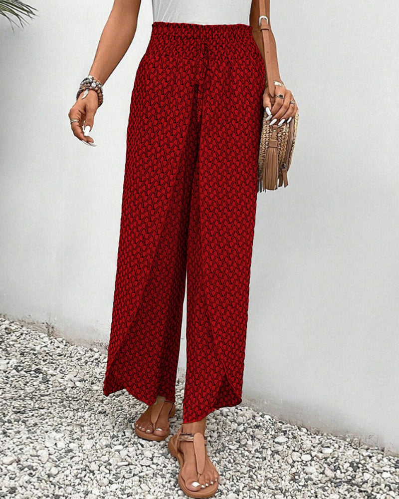 Lisette Wide-Leg Pants with Geometric Print