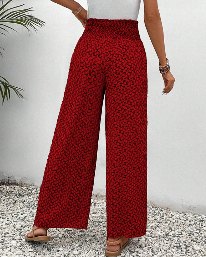 Lisette Wide-Leg Pants with Geometric Print