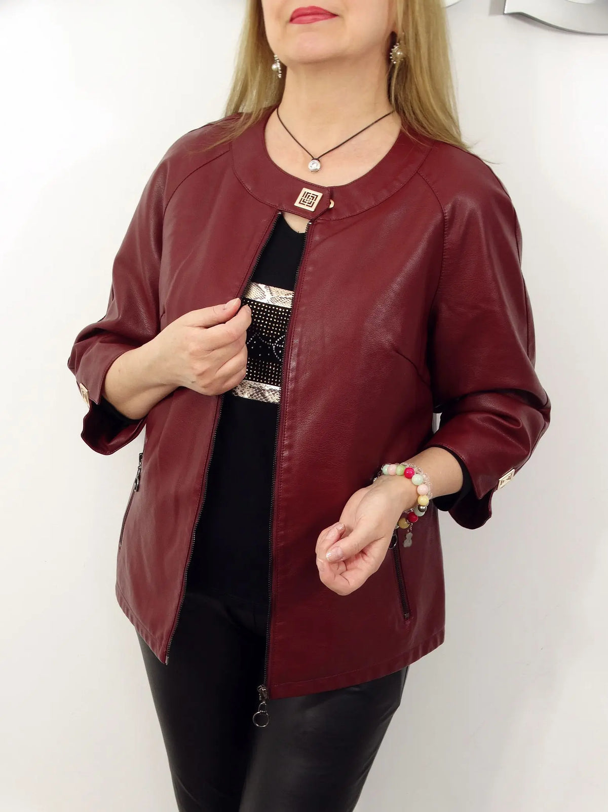Cera | Stylish Faux Leather Jacket
