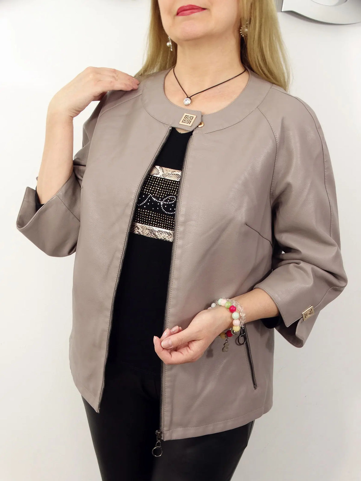Cera | Stylish Faux Leather Jacket