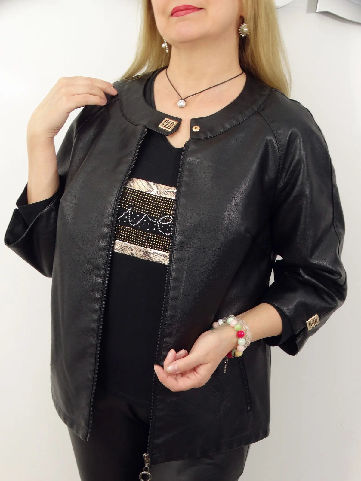 Cera | Stylish Faux Leather Jacket