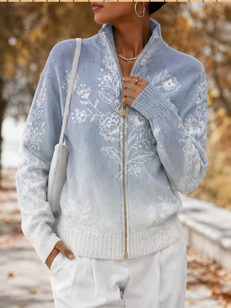 ROSAMUND | FROSTED BLOOM ZIP CARDIGAN