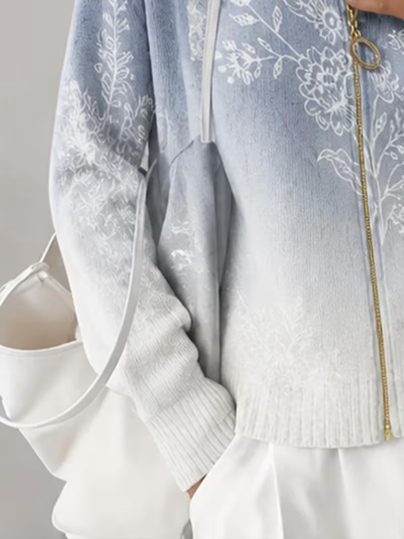 ROSAMUND | FROSTED BLOOM ZIP CARDIGAN