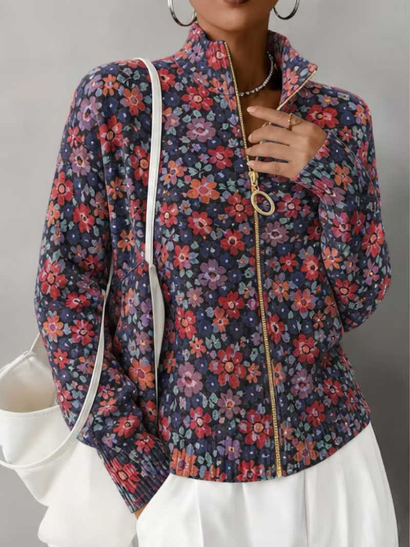 EVADNE | DITSY FLORAL ZIP CARDIGAN