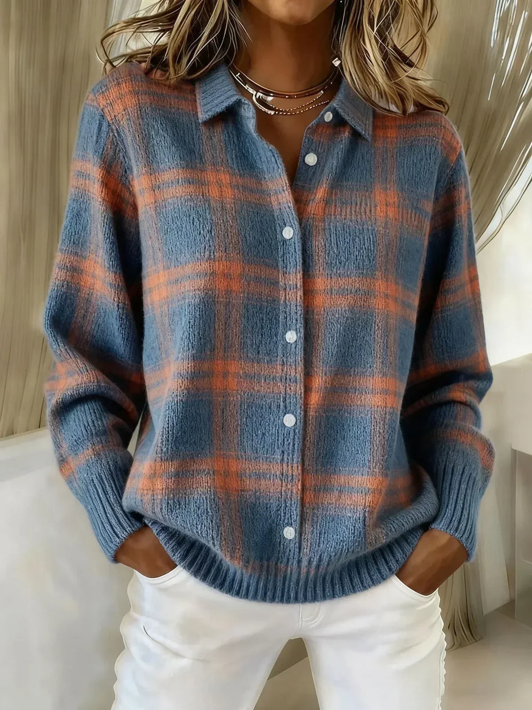 Fiammetta | Checkered Knit Cardigan
