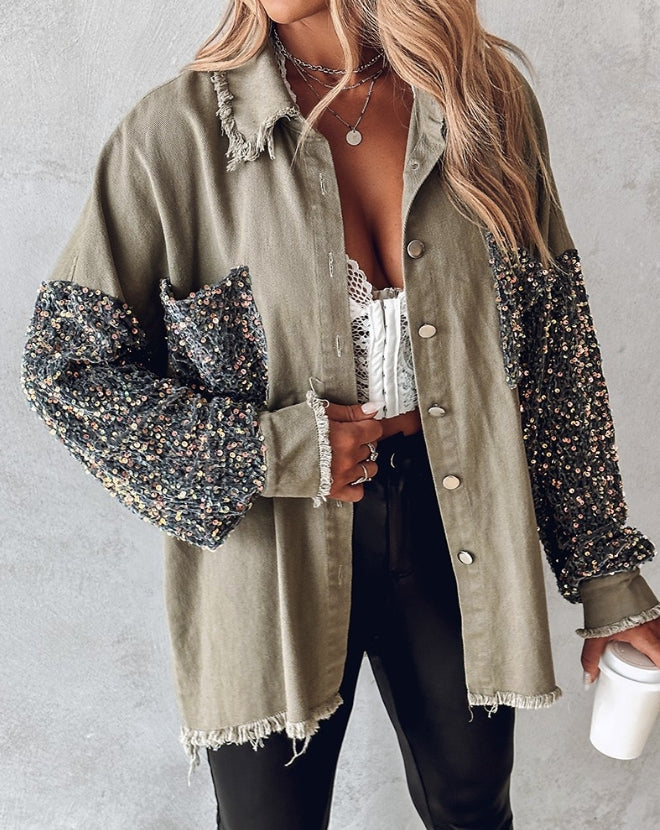Leslie | Long-Sleeve Jacket with Contrasting Sequins