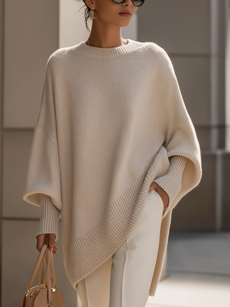 Jennifer | Oversized Sweater with Draping and Wide Neck