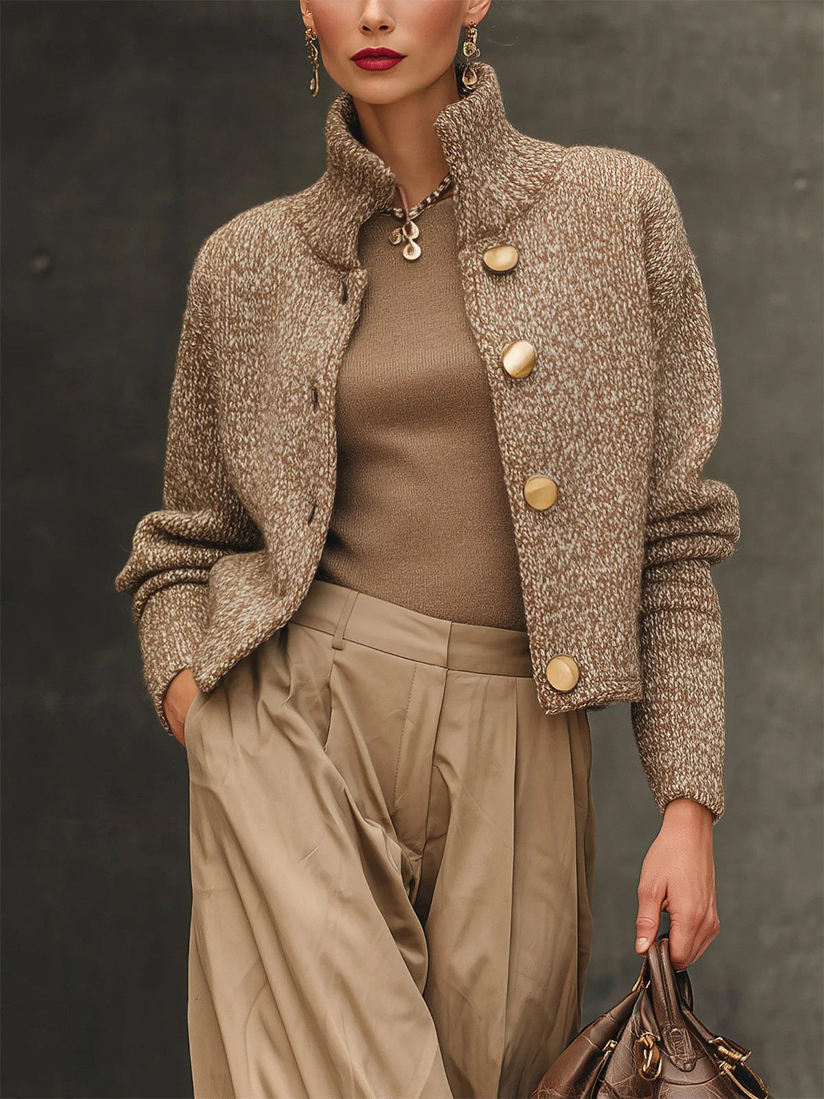 Aurora | Stylish Short Jacket with Elegant Texture and Statement Buttons