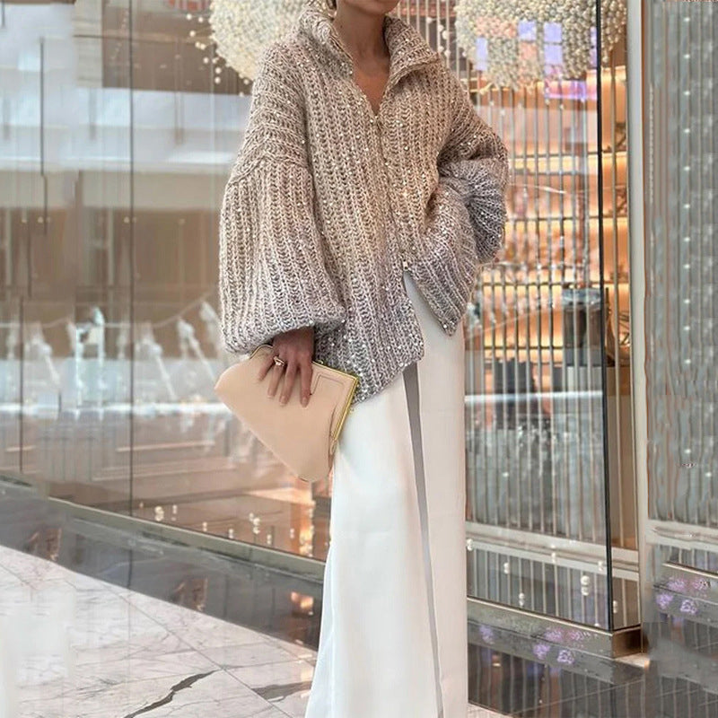 MaraKnit™ | Cardigan with Glitter Sequins