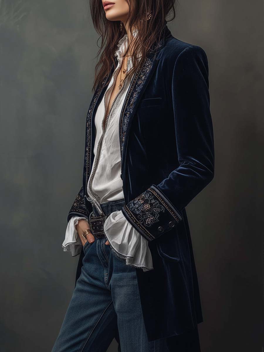 Emilia | Long Embroidered Women's Blazer