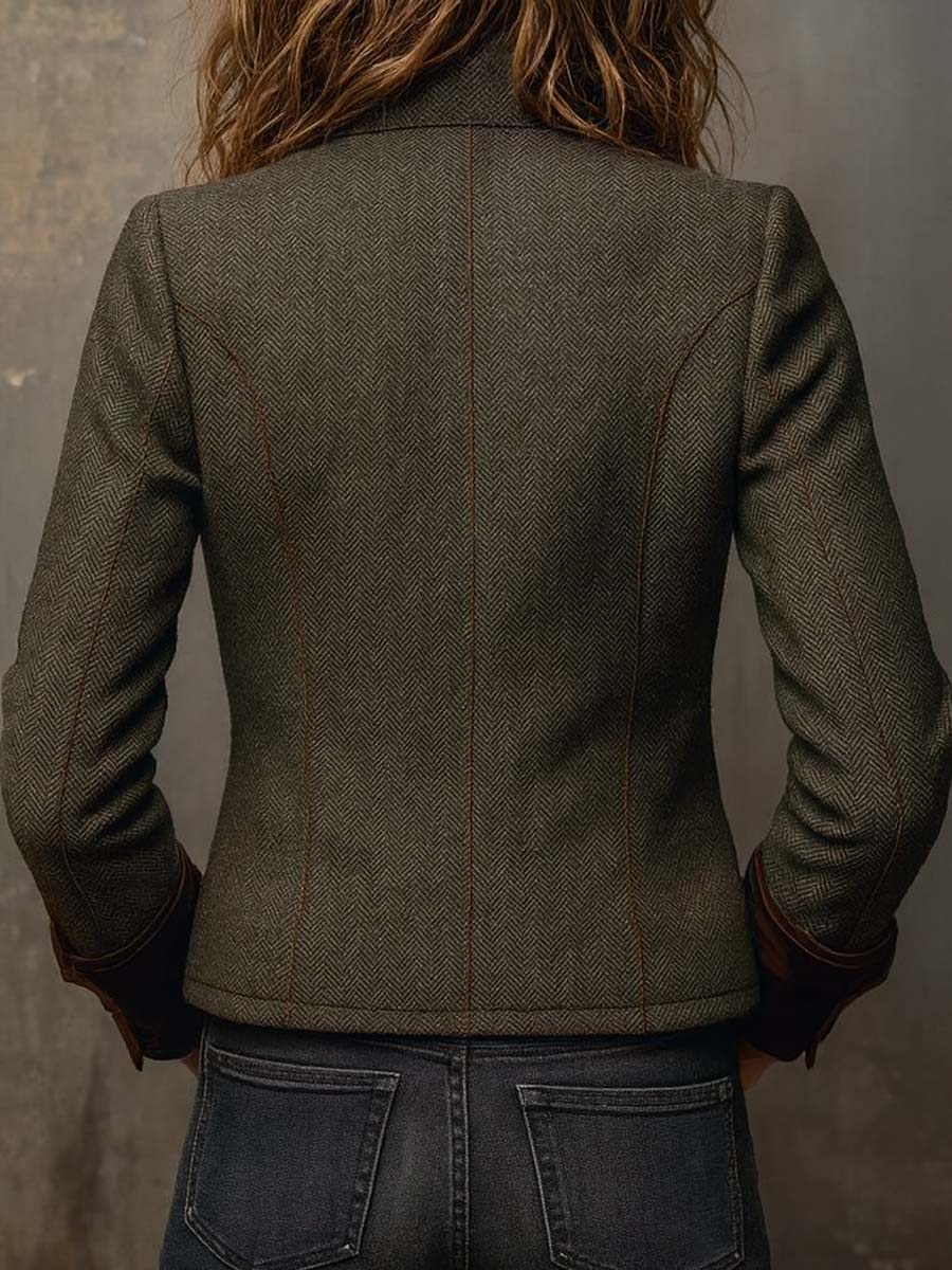 Natalia | houndstooth blazer with contrasting finish