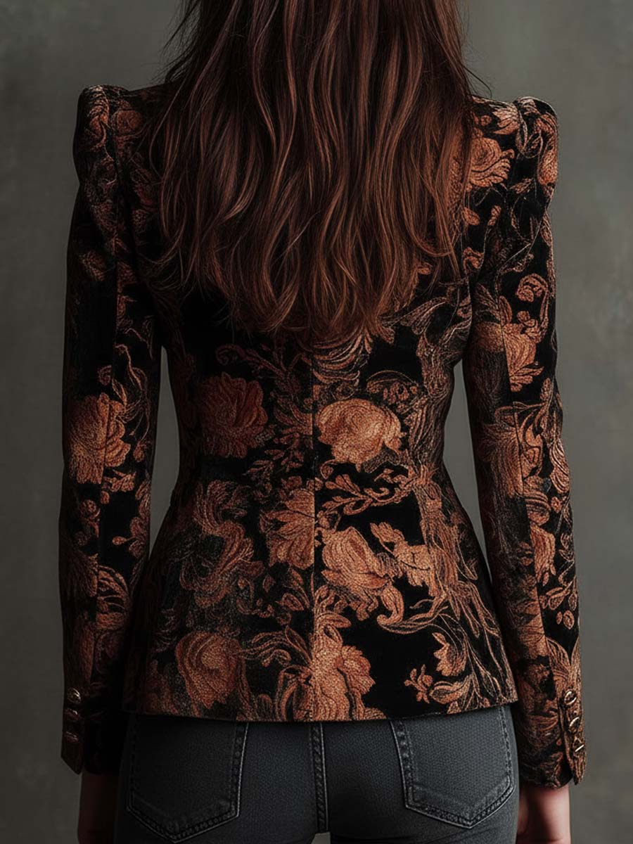 Marcelina | black fitted floral blazer