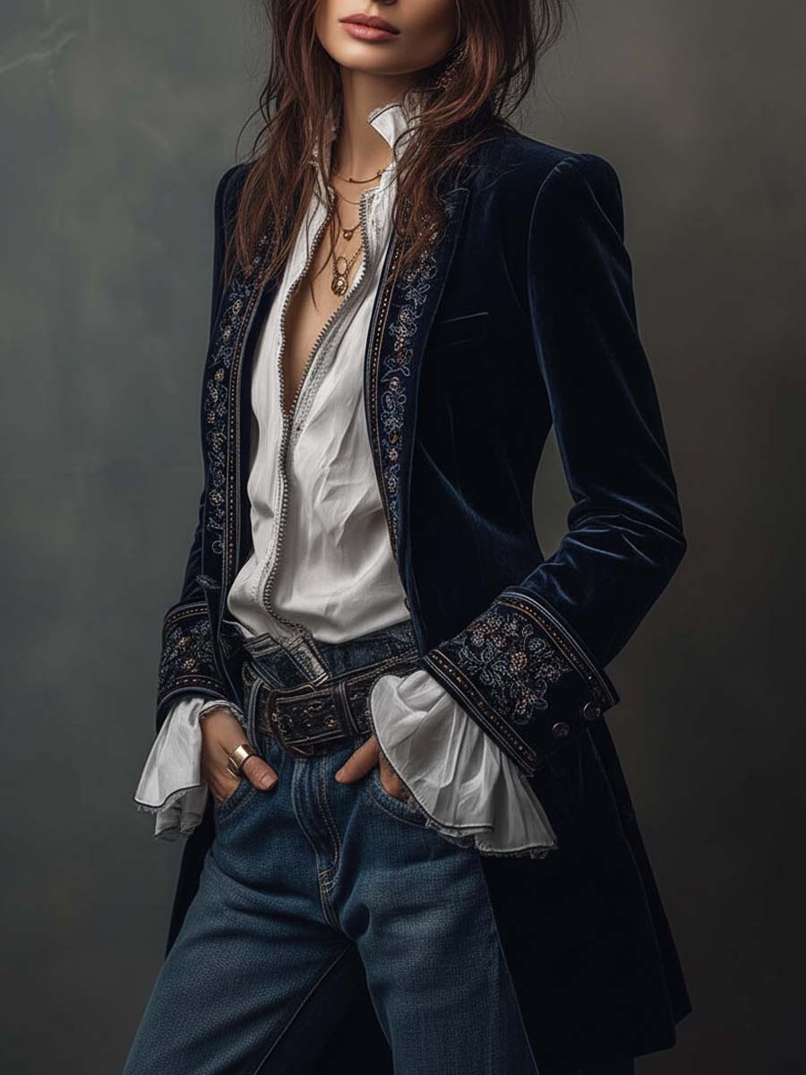 Emilia | Long Embroidered Women's Blazer