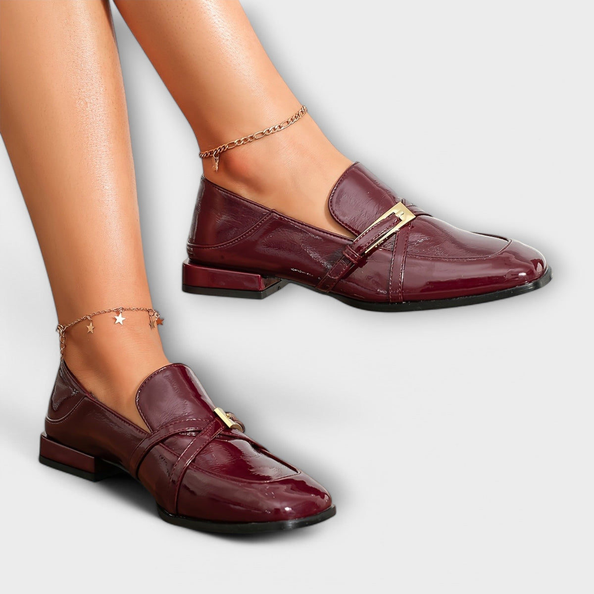 Borka™ - Moccasins in Bright Burgundy Color