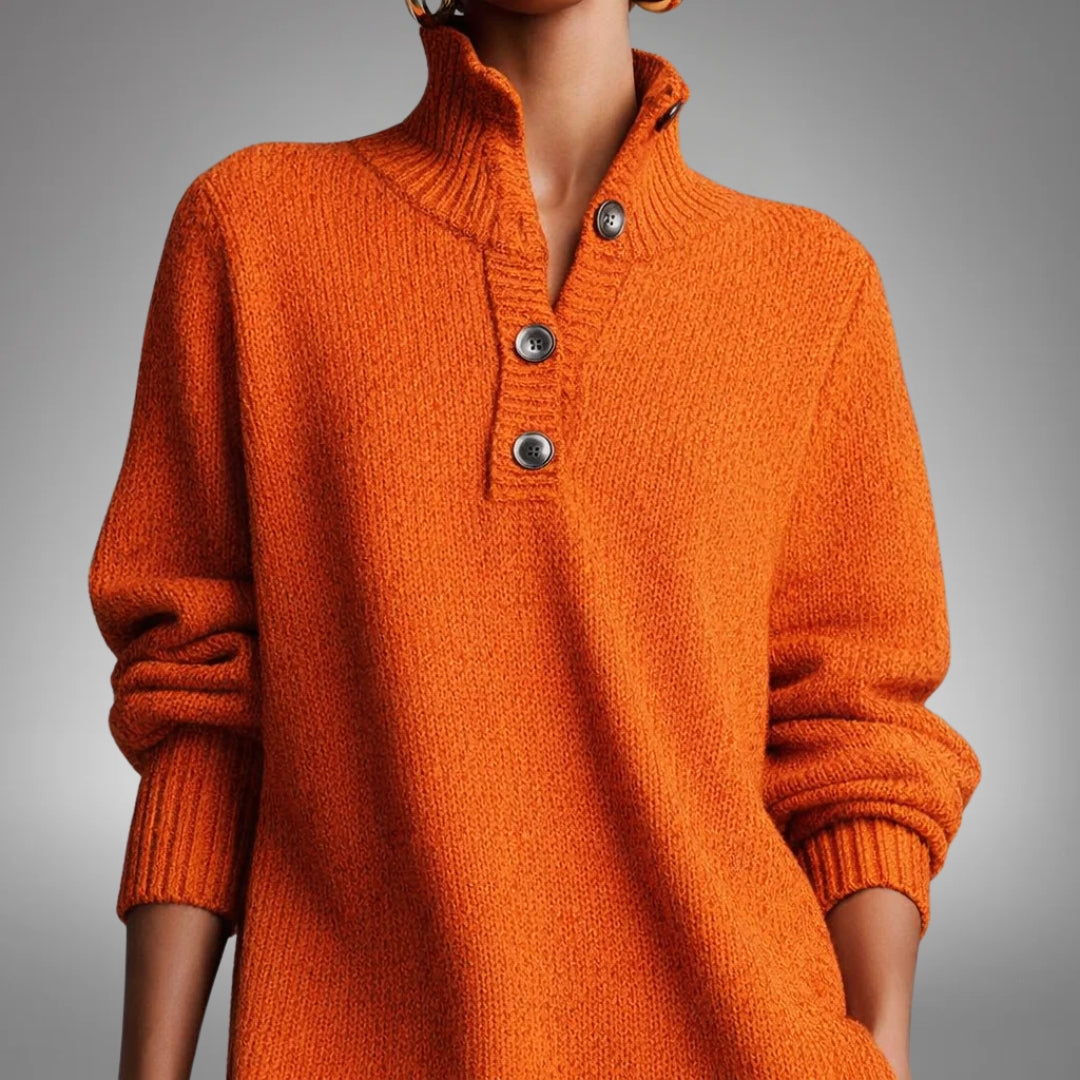 Oversized Knit Polo Midi Dress