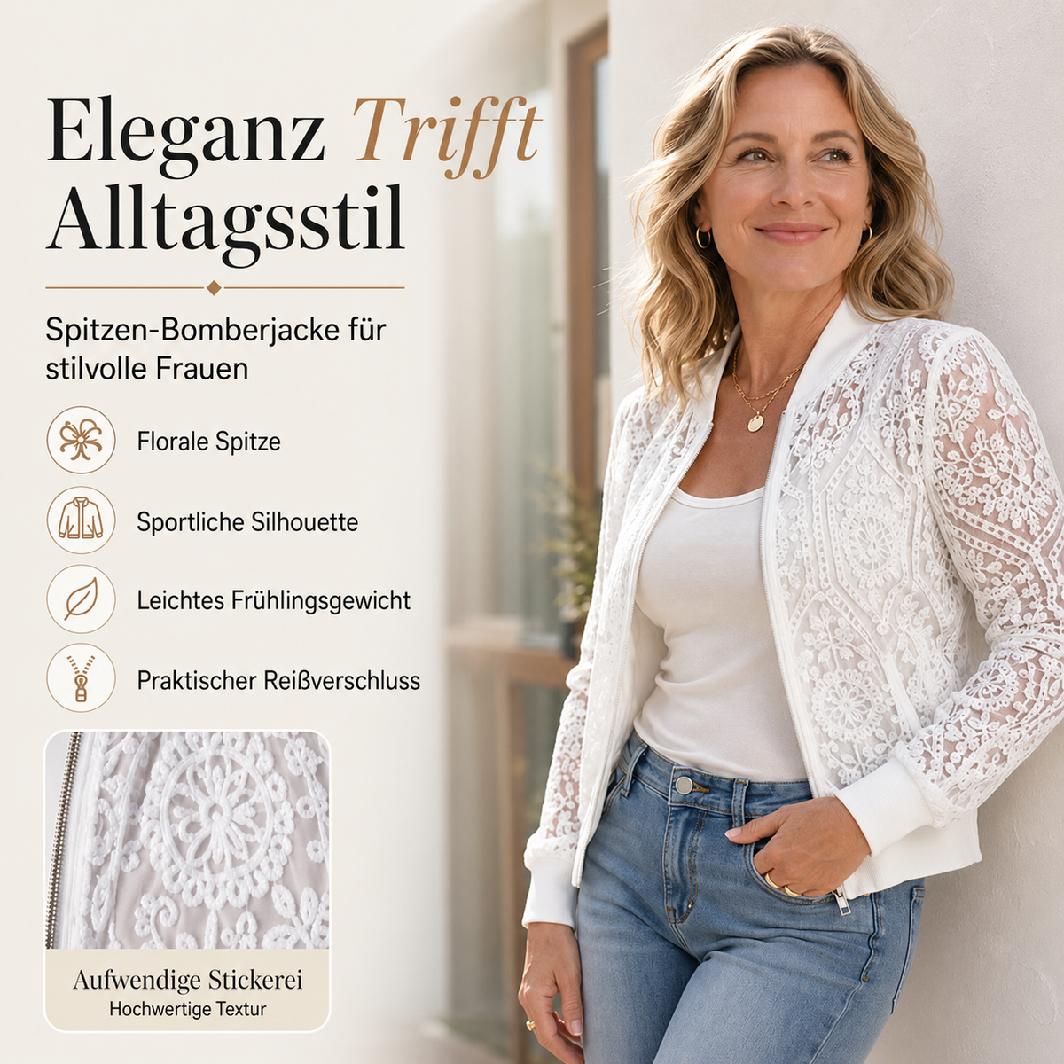 Venesse | Elegant Lace Jacket with Floral Pattern