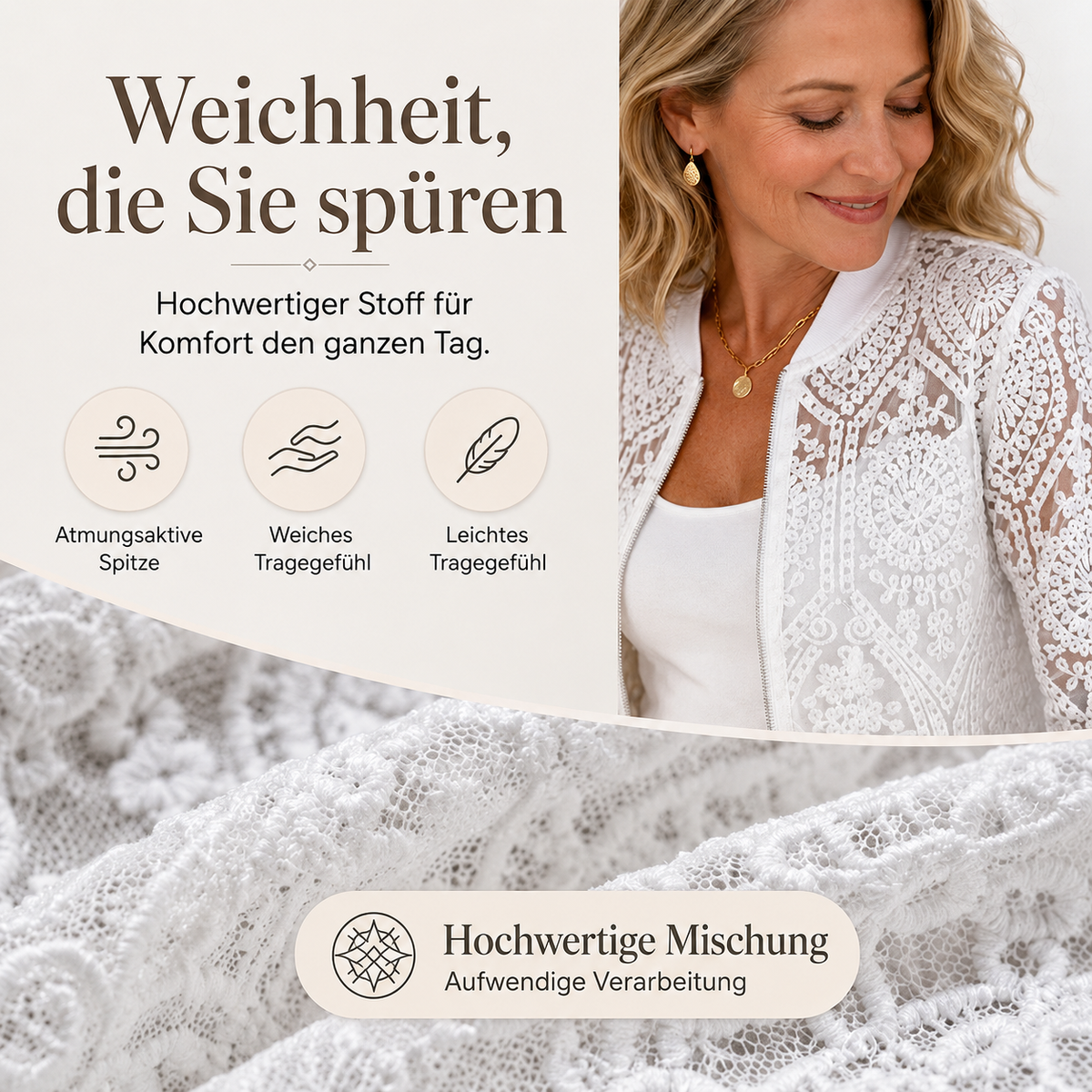 Venesse | Elegant Lace Jacket with Floral Pattern