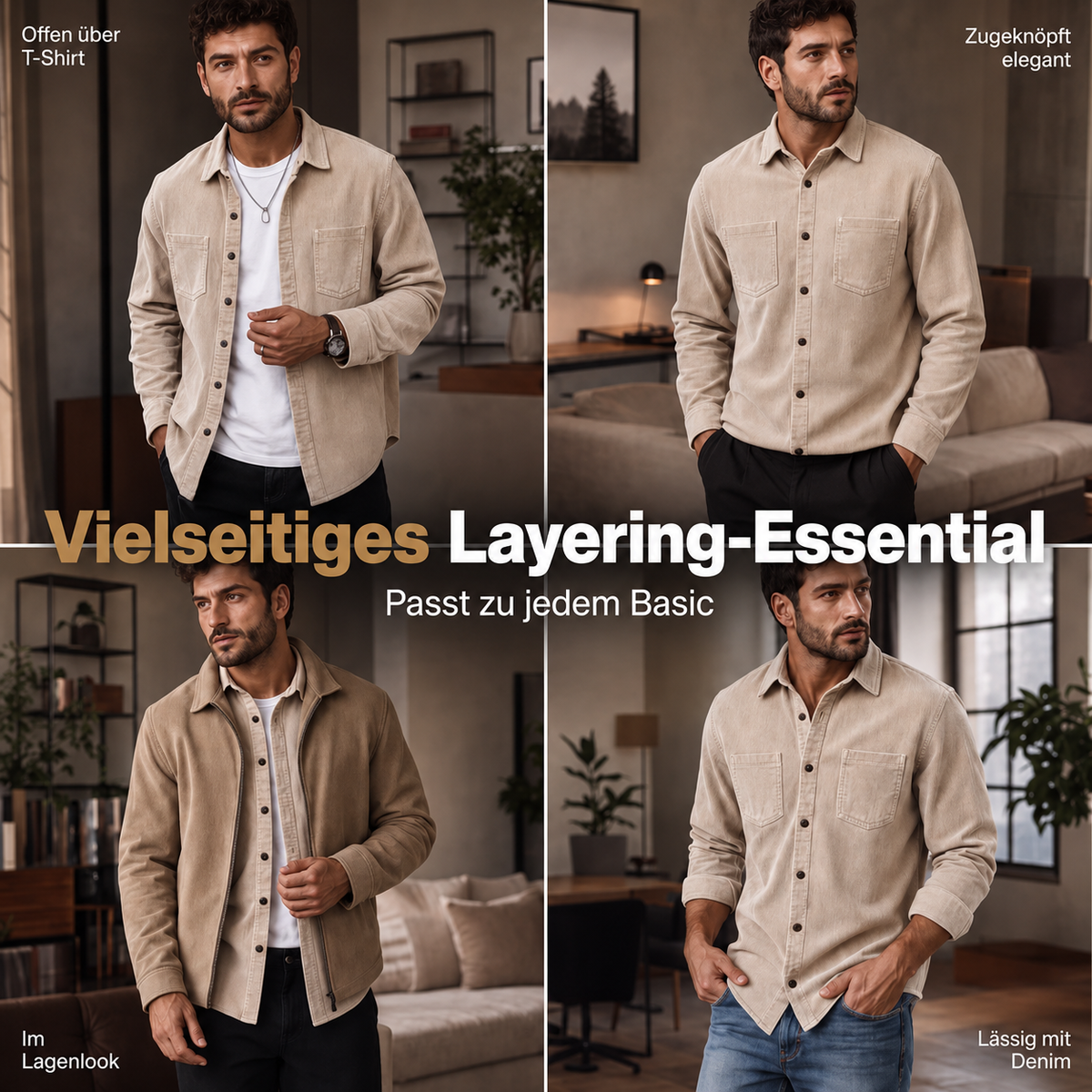 Romelos | Casual Men's Cord Shirt Jacket with Chest Pockets