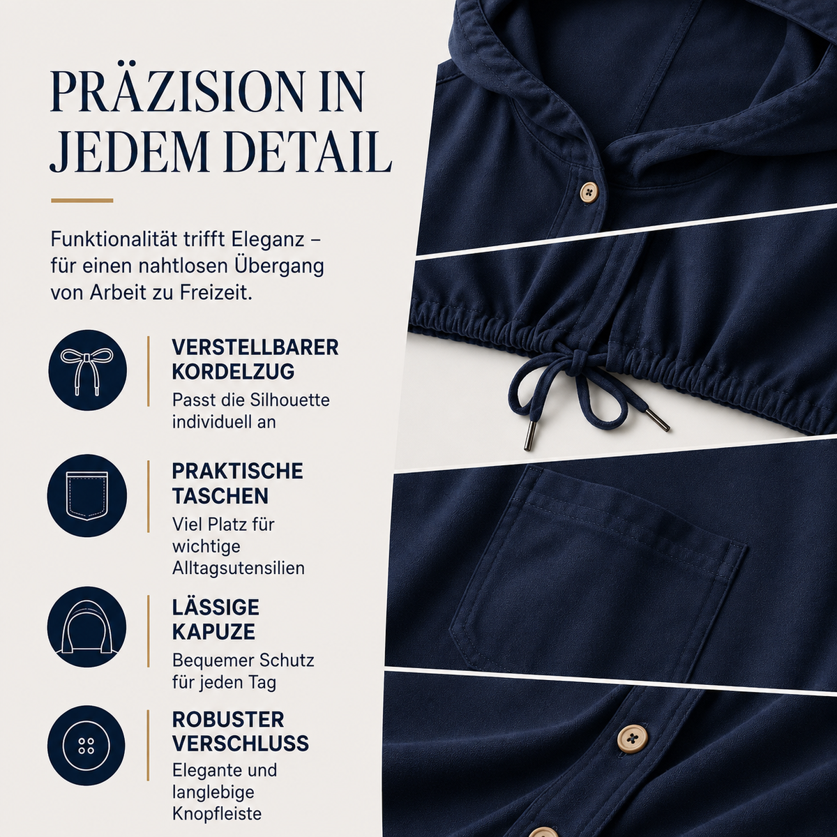 Fuida | Lightweight Hooded Jacket with Adjustable Hem