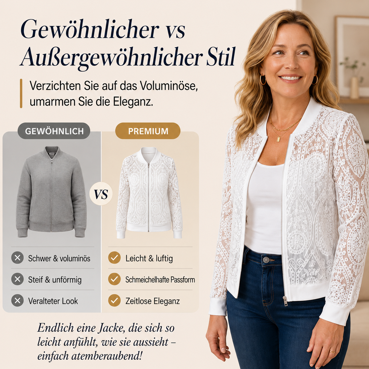 Venesse | Elegant Lace Jacket with Floral Pattern