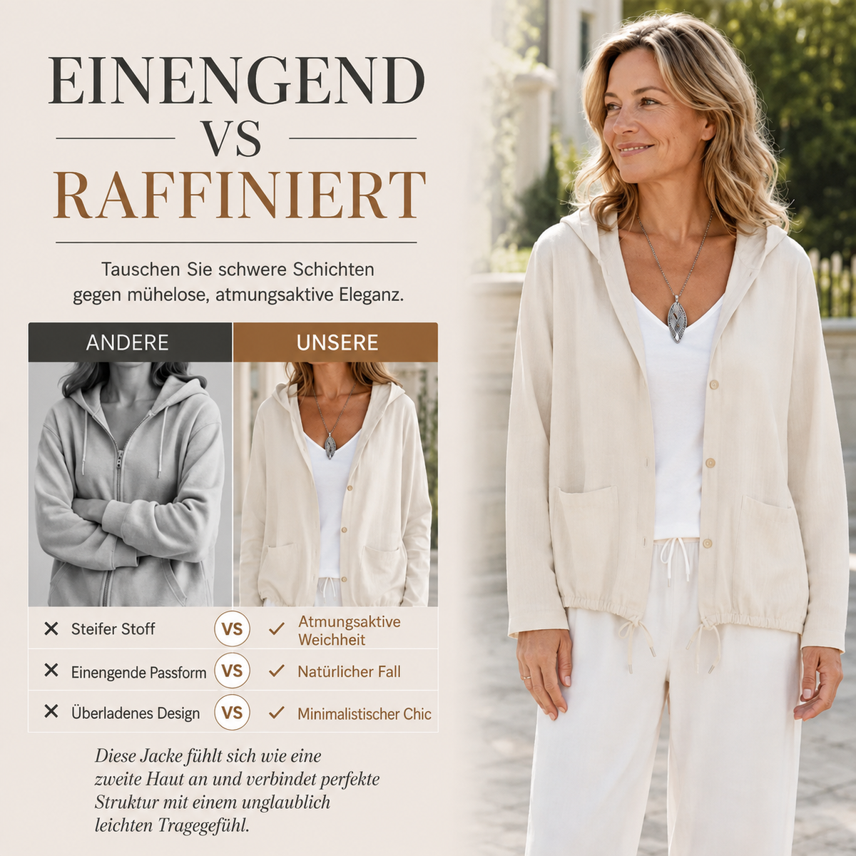 Fuida | Lightweight Hooded Jacket with Adjustable Hem