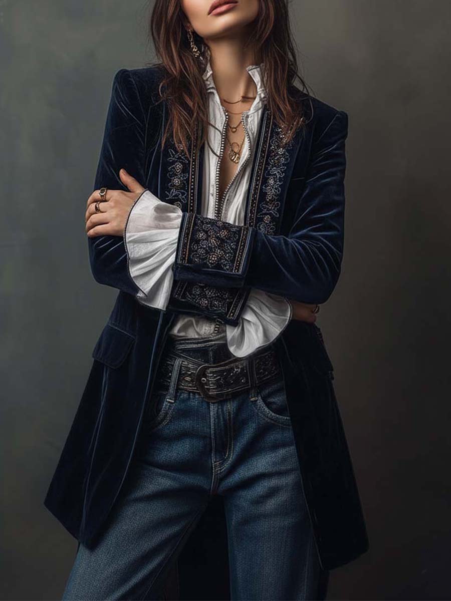 Emilia | Long Embroidered Women's Blazer