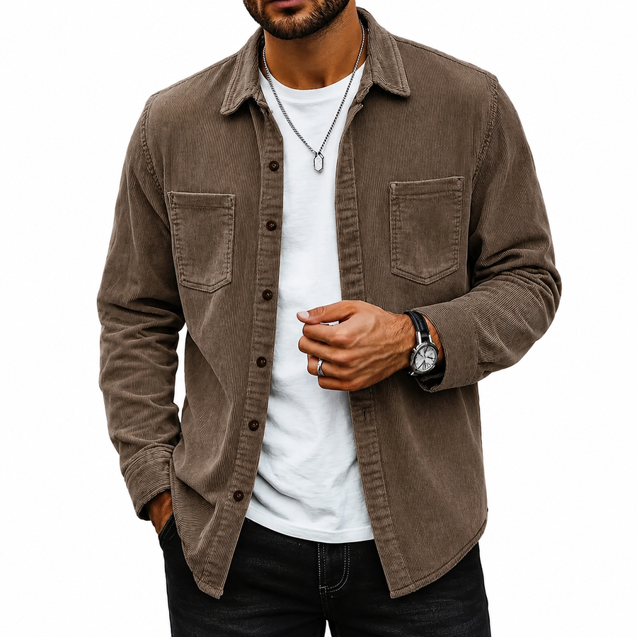 Romelos | Casual Men's Cord Shirt Jacket with Chest Pockets