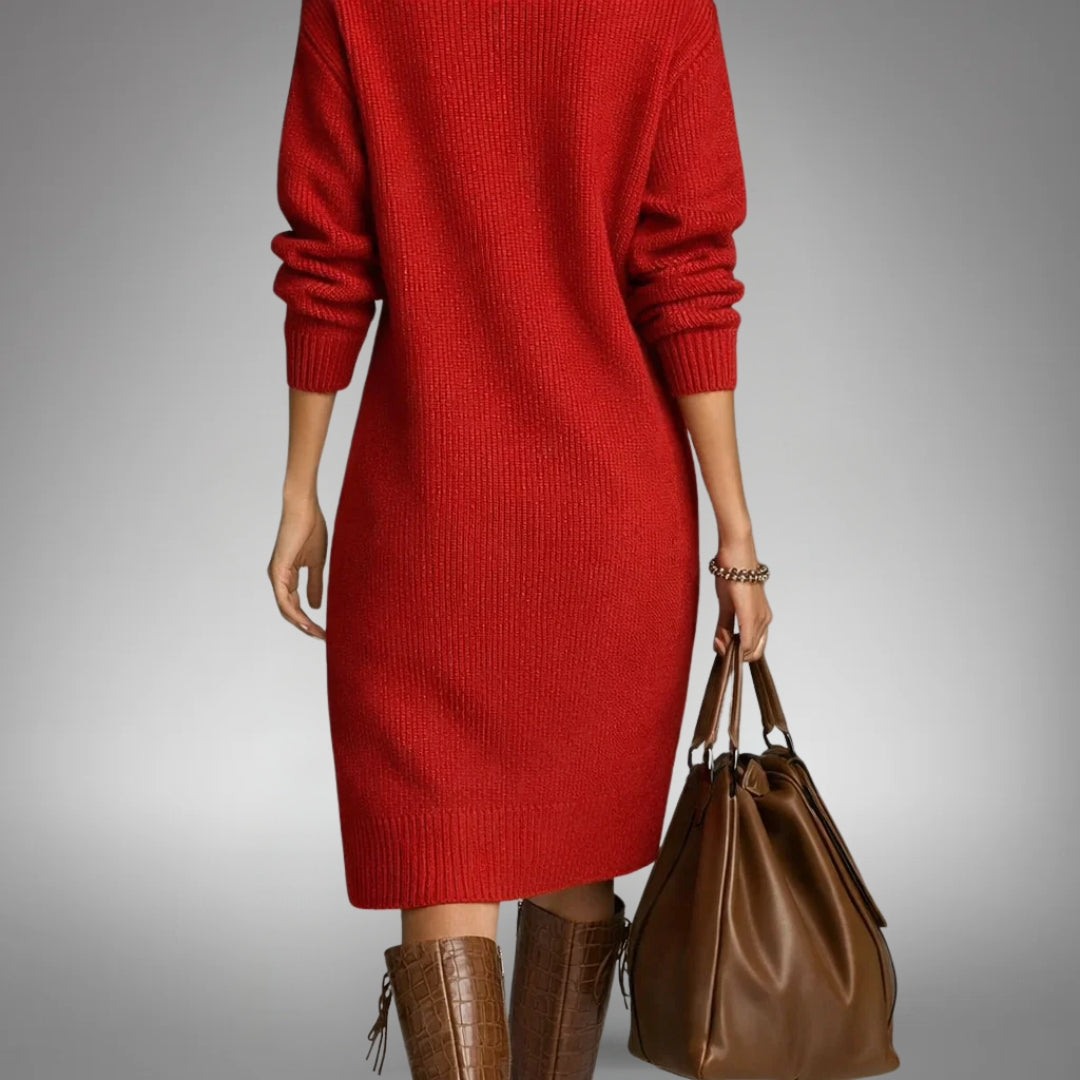 Oversized Knit Polo Midi Dress