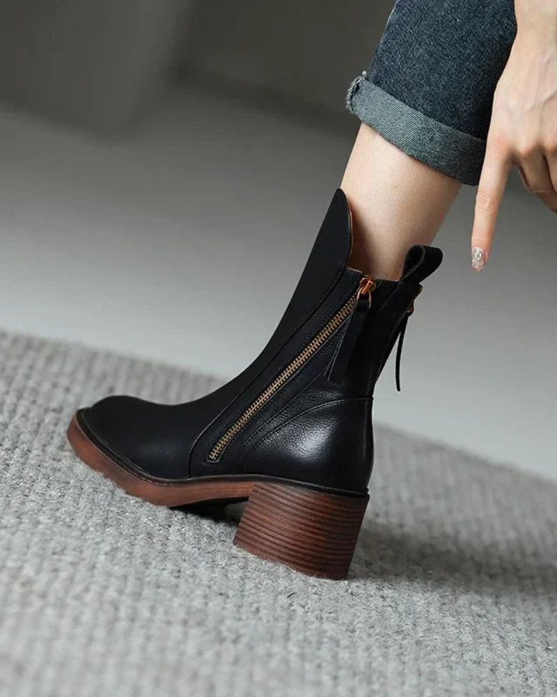 Valorine | Elegant Leather Ankle Boots