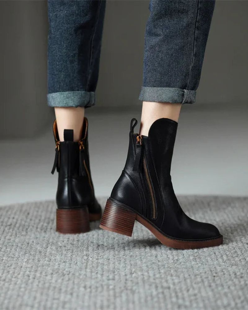 Valorine | Elegant Leather Ankle Boots
