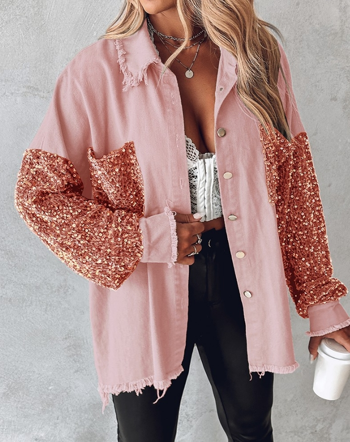 Leslie | Long-Sleeve Jacket with Contrasting Sequins