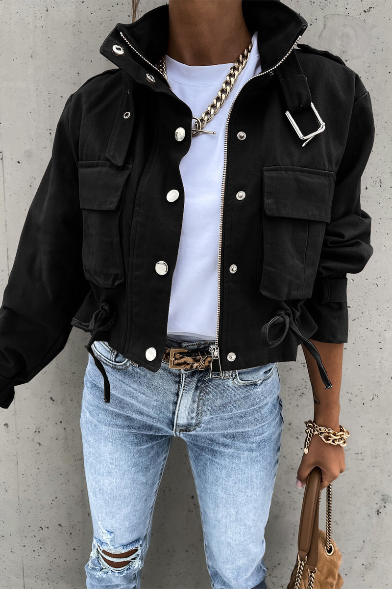 Alezza | Cool City Jacket with Button and Zipper Details