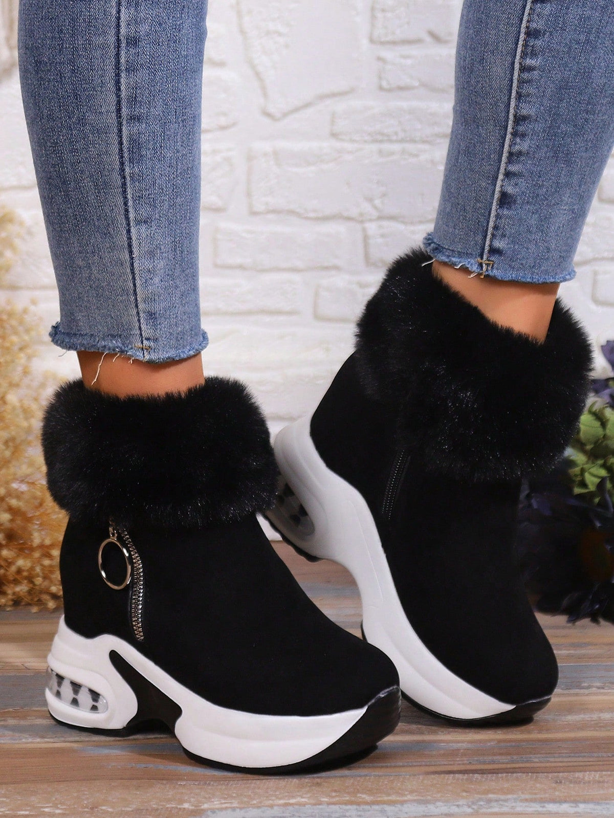 Noor™ | Comfortable Platform Boots with Faux Fur