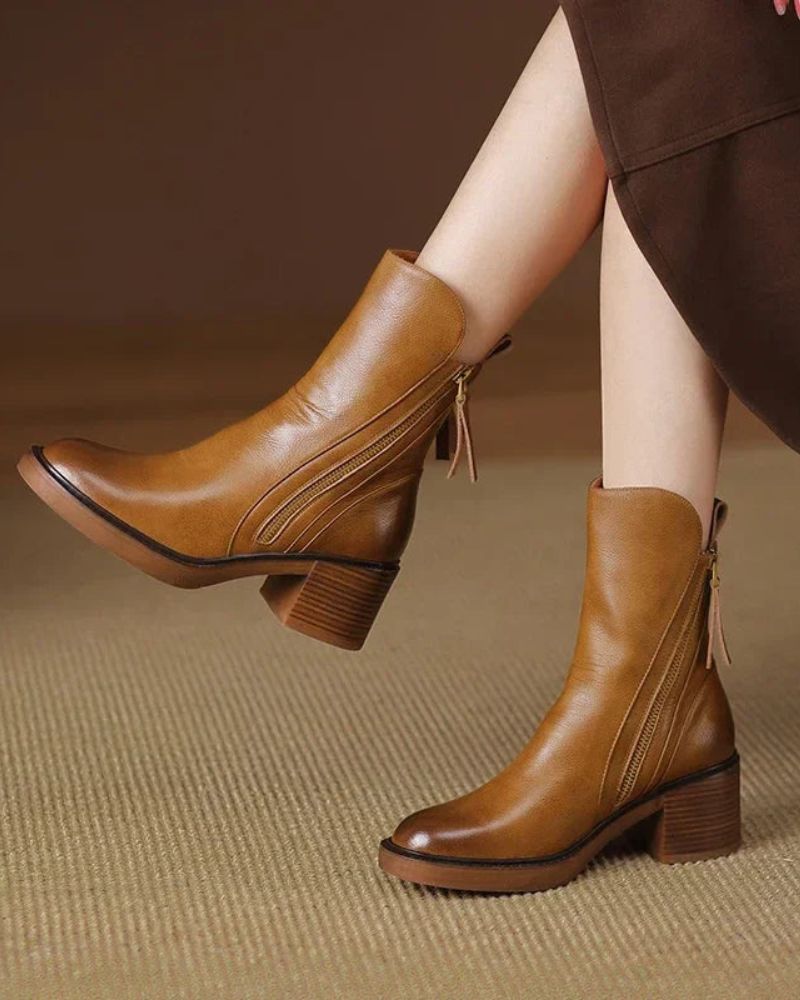 Valorine | Elegant Leather Ankle Boots