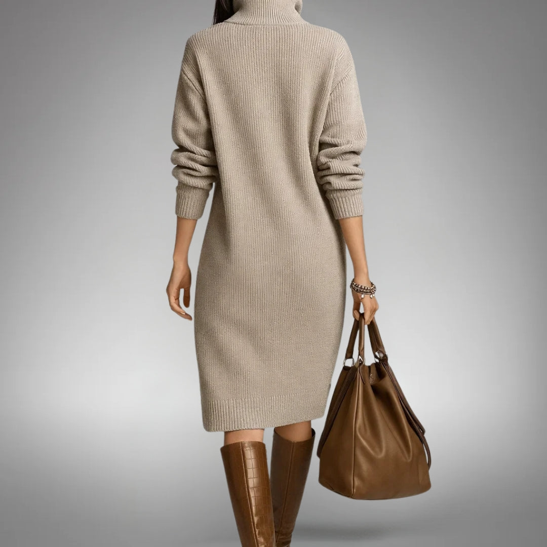 Oversized Knit Polo Midi Dress