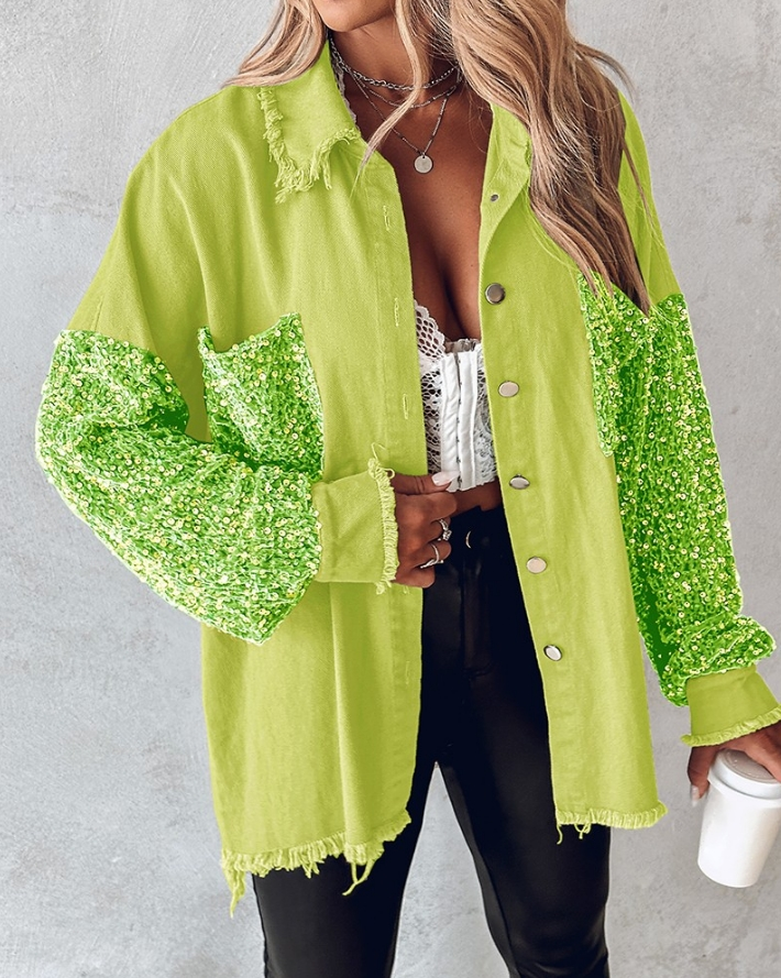 Leslie | Long-Sleeve Jacket with Contrasting Sequins
