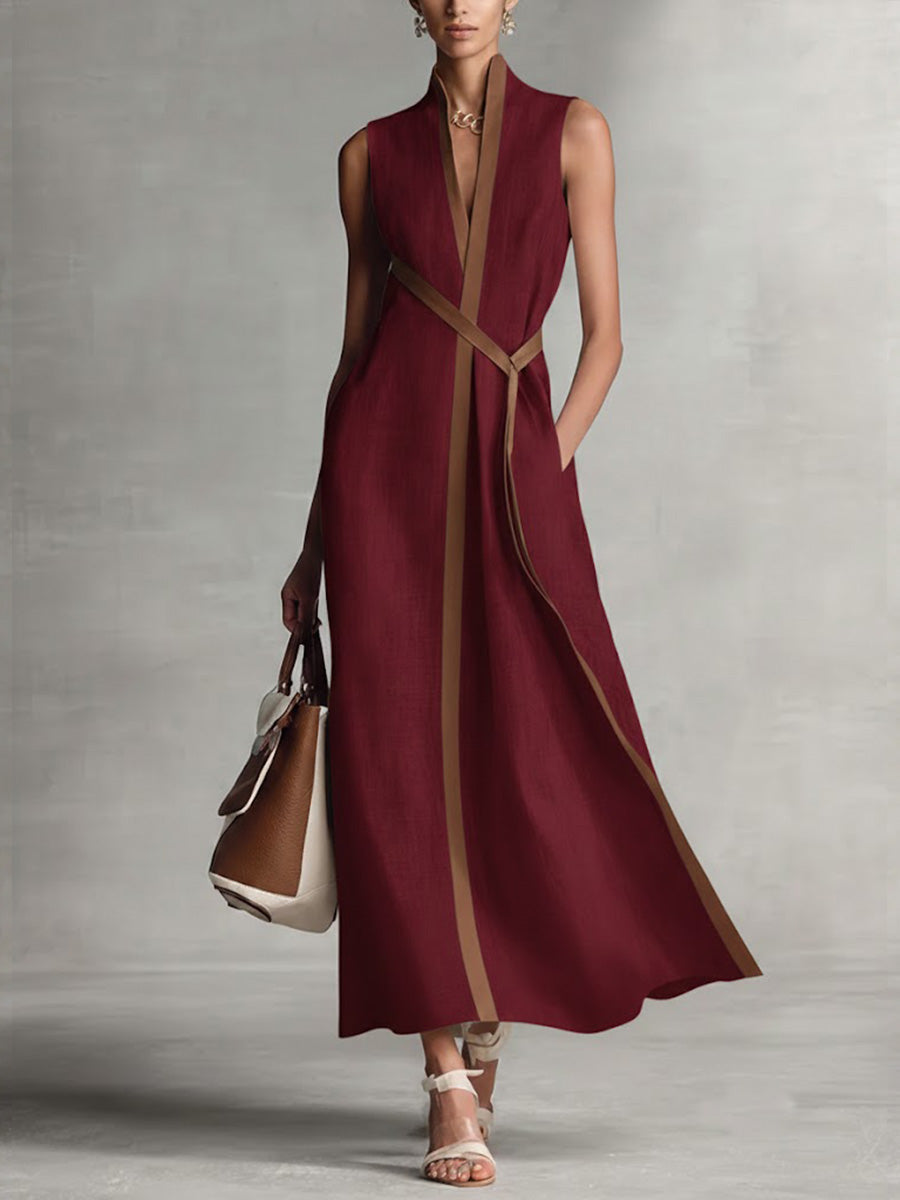 Colette | Belted V-Neck Midi Dress