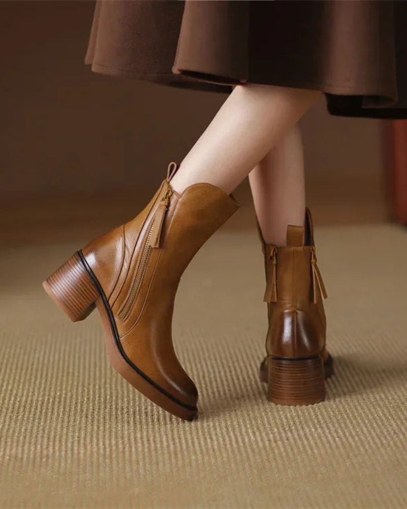 Valorine | Elegant Leather Ankle Boots