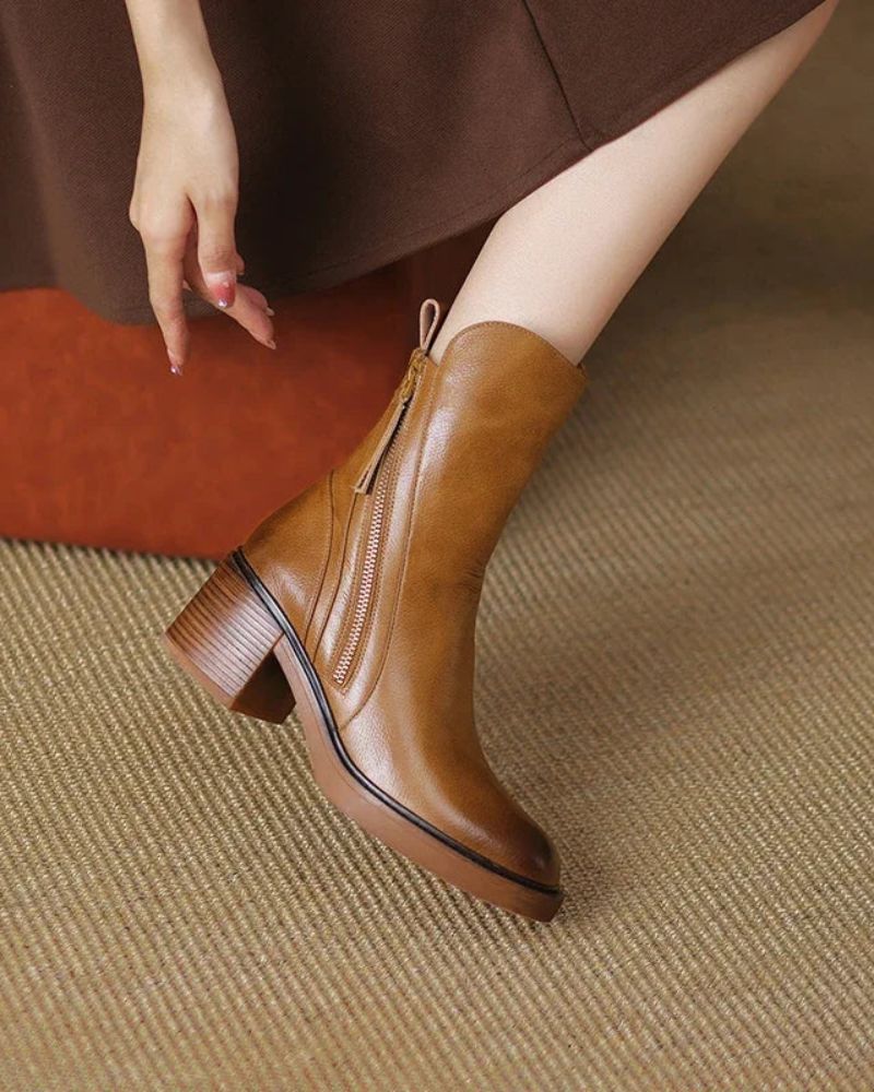 Valorine | Elegant Leather Ankle Boots