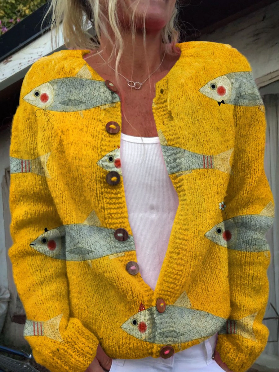 Anouk | Whimsical Fish Handmade Knit Cardigan