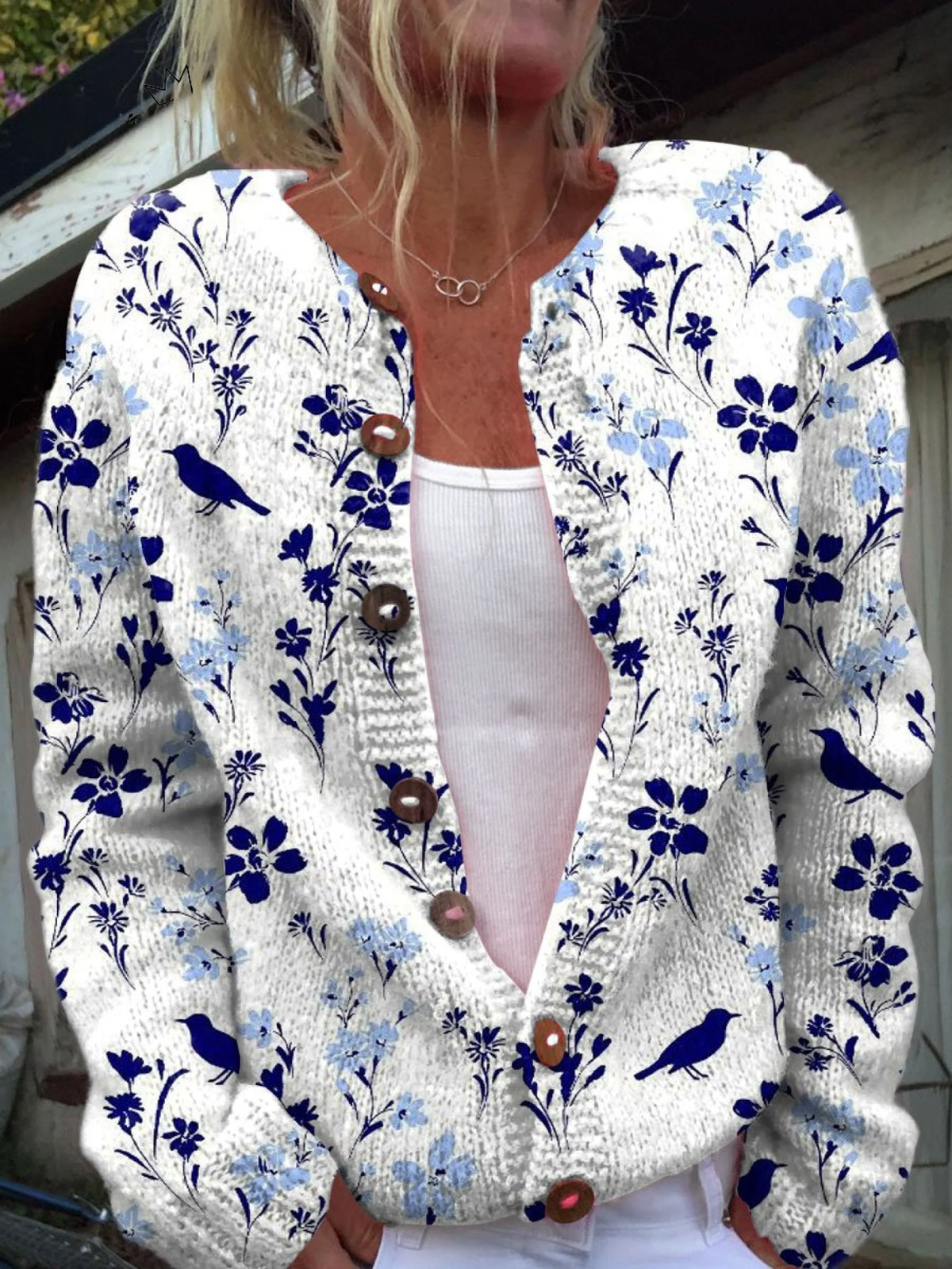 Vynora | Floral and Bird Handmade Knit Cardigan