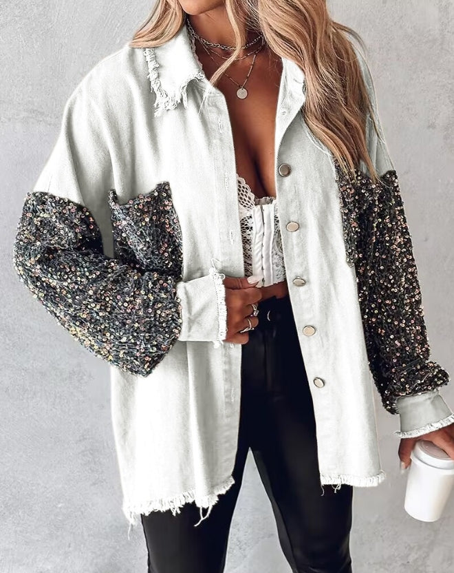 Leslie | Long-Sleeve Jacket with Contrasting Sequins