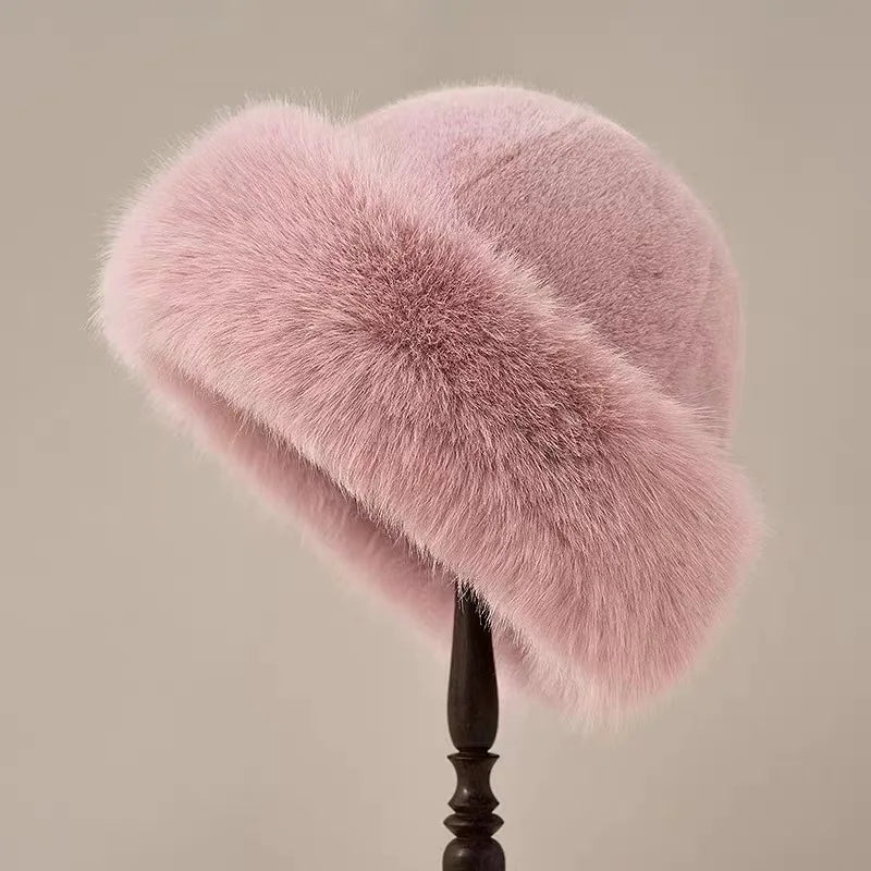 Selena™ Plush Faux Fur Hat White– Cozy Warmth, Chic Style