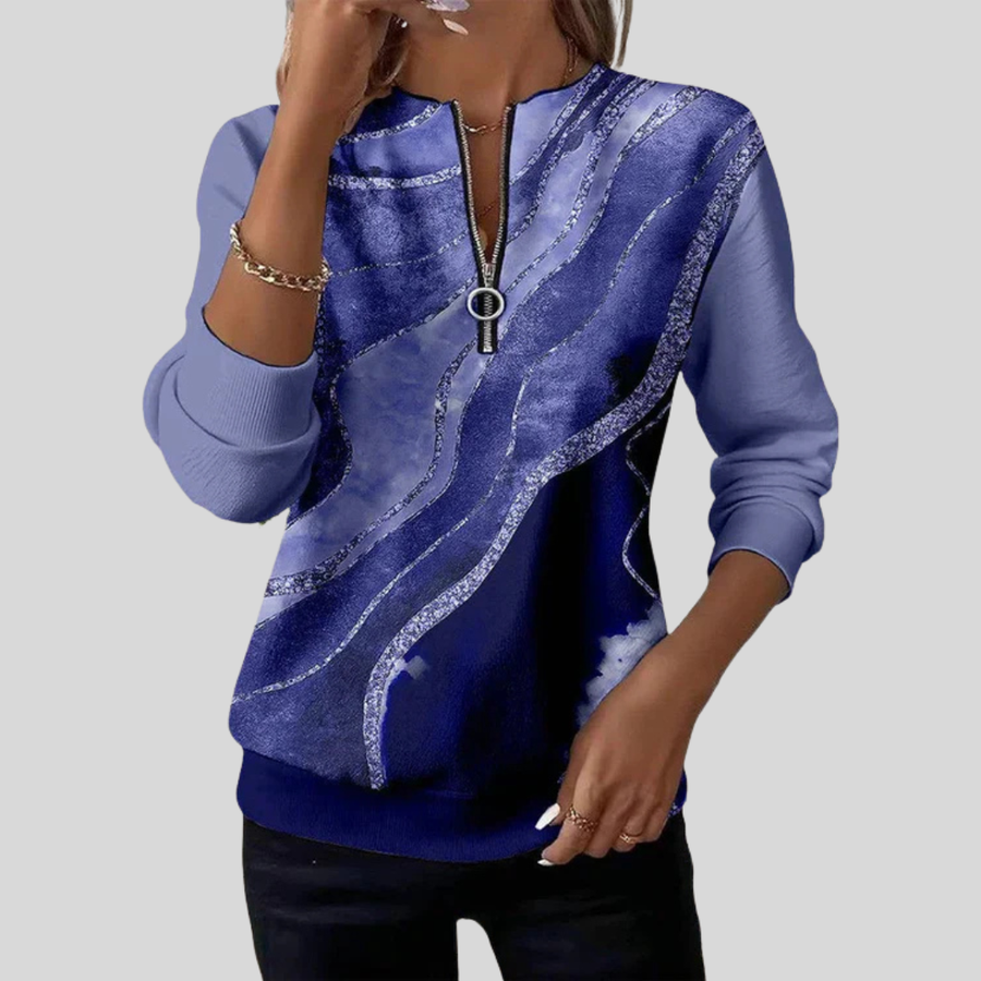 Saskia - Vintage Print Half-Zip Sweatshirt