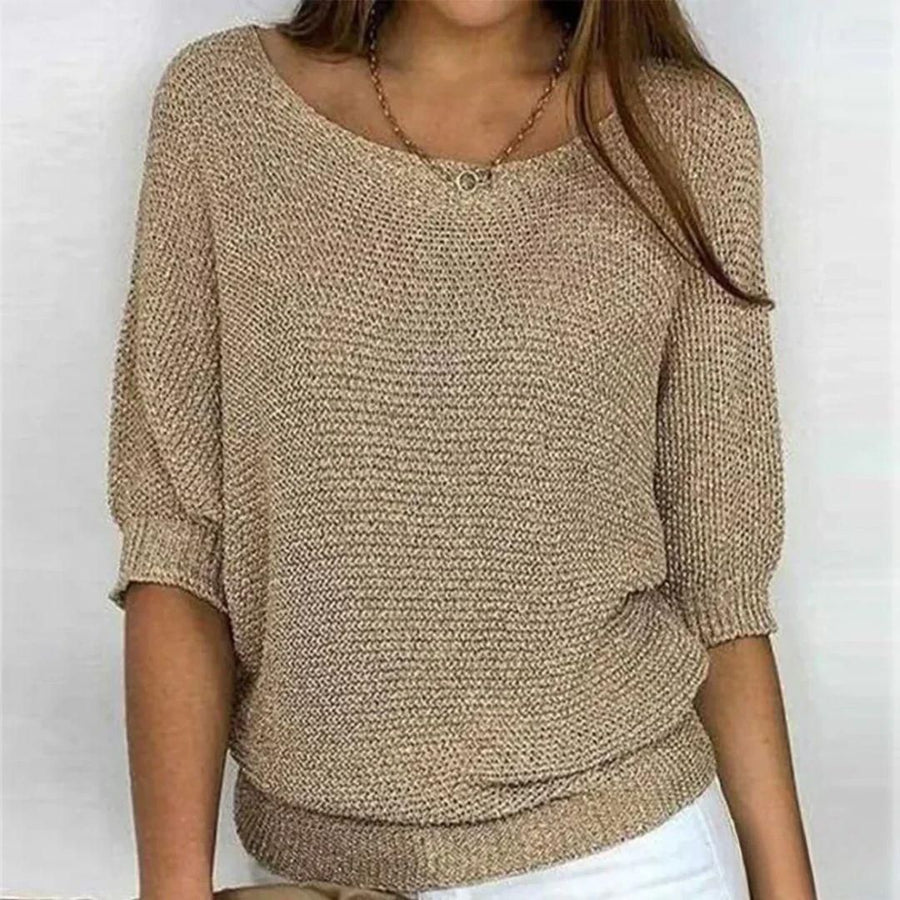 Marilyn | Merino Wool Elegant Knitted Short-Sleeve Sweater