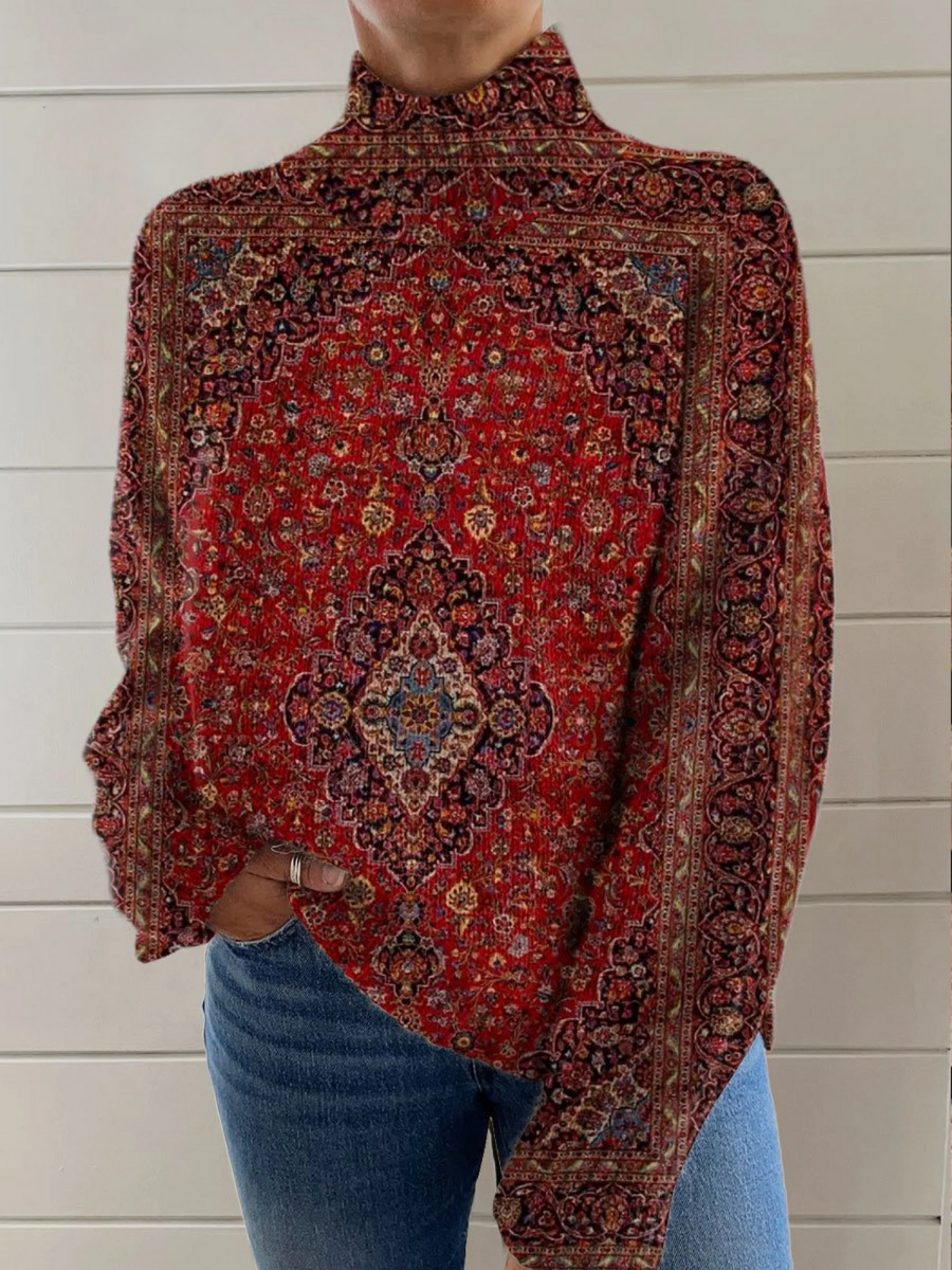 Dahlia | Ornate Print Roll-Neck Sweater