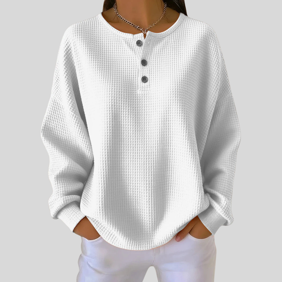 Iona - Relaxed Waffle Henley Top