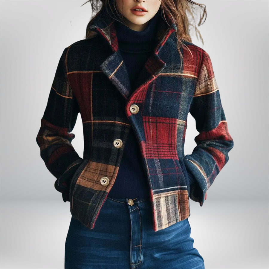 Hana | Classic Wool Jacket with Check Pattern