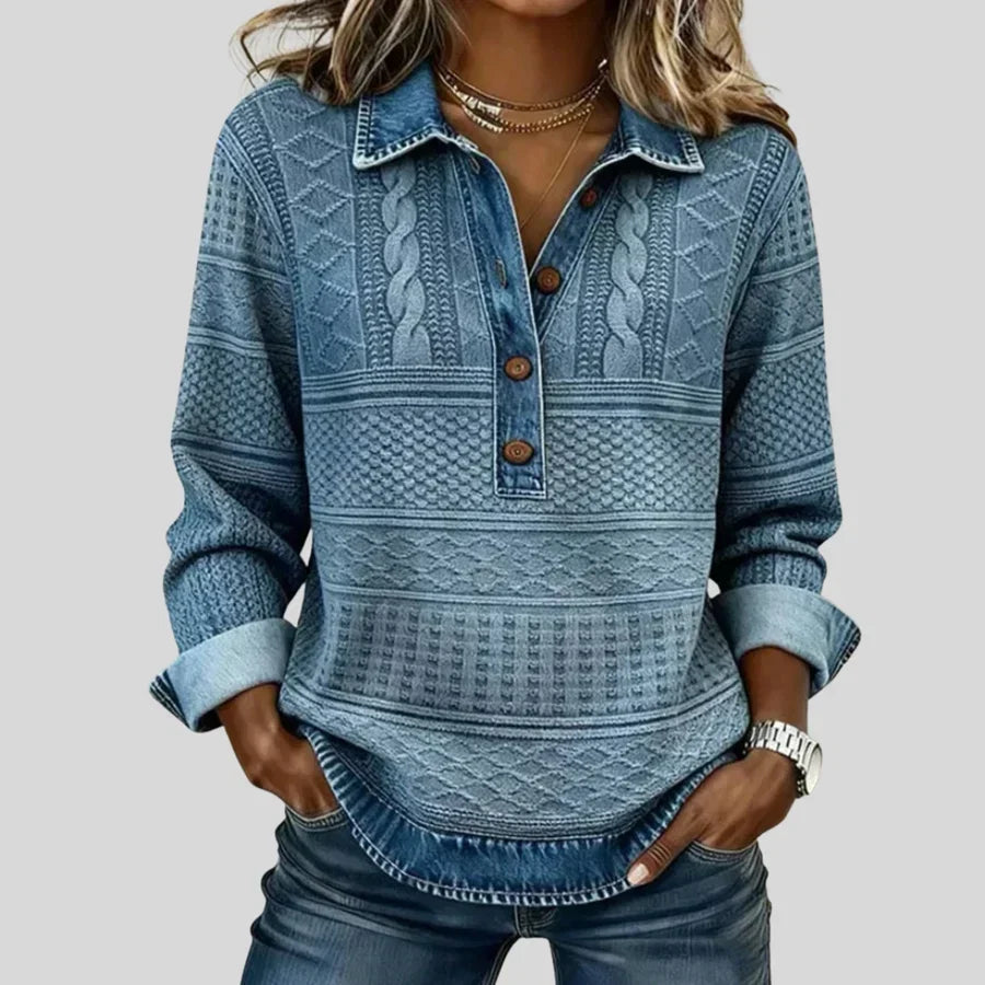 Azalea - Vintage Cable Knit Collared Sweater