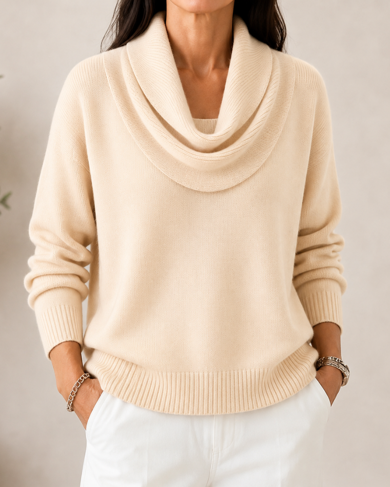 Caralina™ | Elegant Cowl Neck Knit Sweater